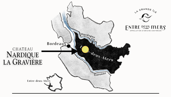 Postion_geographique_Chateau_Nardique_La_Graviere_vin_domaine_viticole_entre_deux_mers_Bordeaux